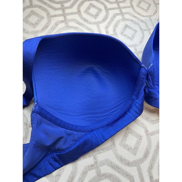 Cacique Women’s Plunge Bra 42DDD Blue Lightly Lined Underwire Everyday Support - Picture 5 of 8